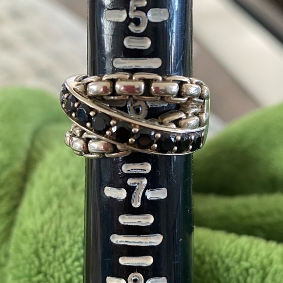 JAI by John Hardy Sterling Silver 925 Black Box Chain Crossover Ring Size 6 - Picture 7 of 7
